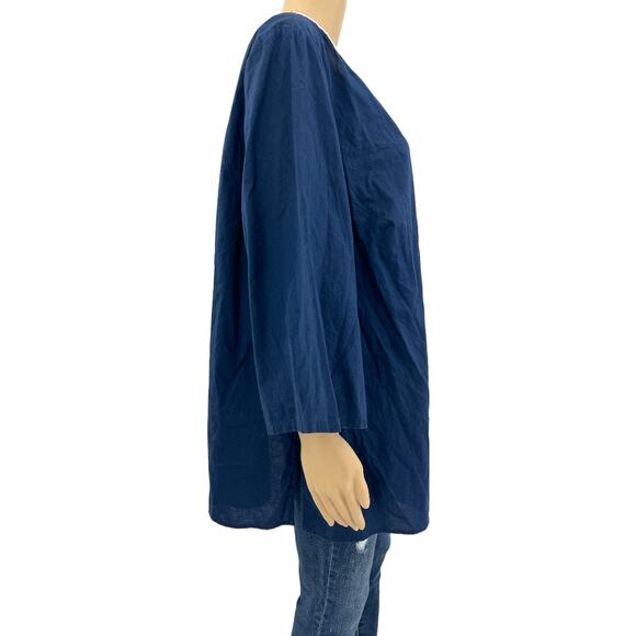 Carroll Reed 2X Womens Navy Blue Beaded 3/4 Sleeve Boho Blouse Top - Picture 3 of 8